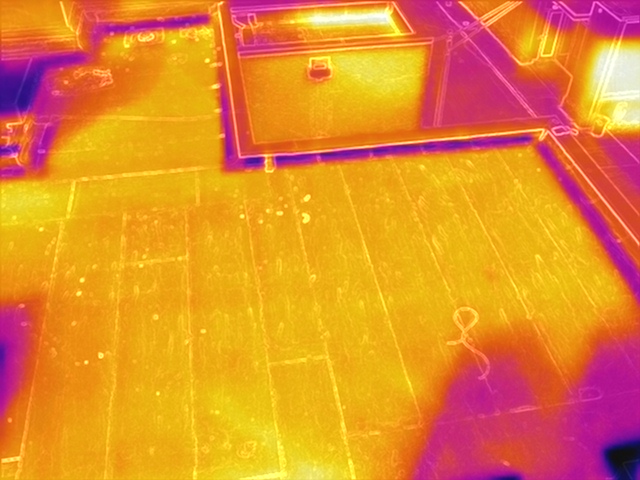 Thermal image of roof top from Flir drone